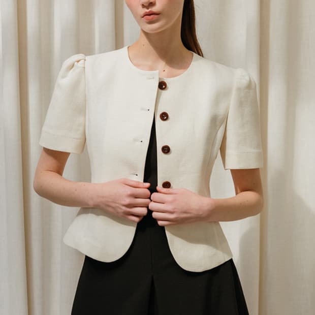 피버 Puff Sleeve Short Jacket_ivory