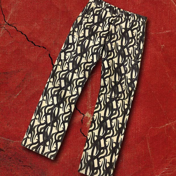 Japanese 90s 트라이벌 패턴 하드코튼 카고 팬츠 34