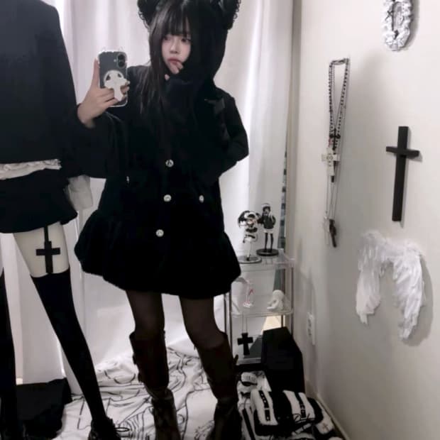 쿠로미 레이스 프릴 퍼자켓