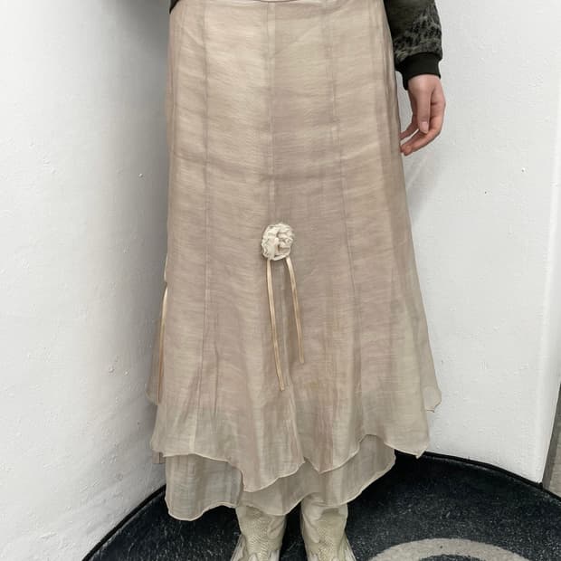 페어리 모리 플로럴 시어 롱 스커트