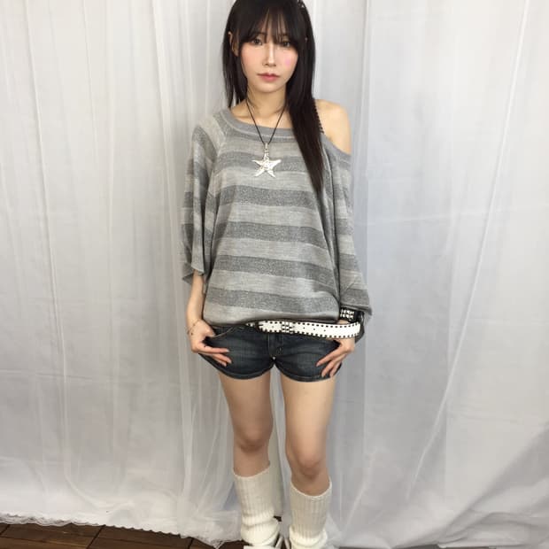 A.v.v Standard Gray Stripe Knit Top