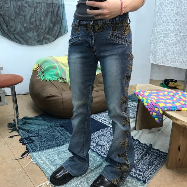 빈티지 여성 디테일 부츠컷 데님팬츠