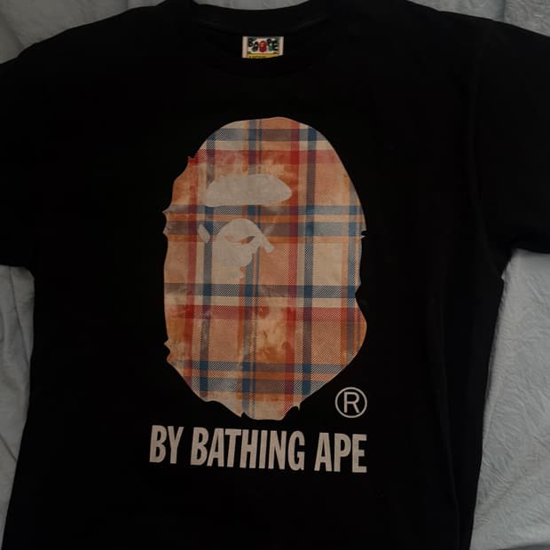베이프 블리치드 베이프 체크 바이 베이싱 에이프 티셔츠