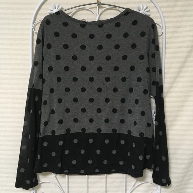 빈티지 그레이 도트 긴팔 y2k 스트릿 갸루 펑키 일본빈티지641