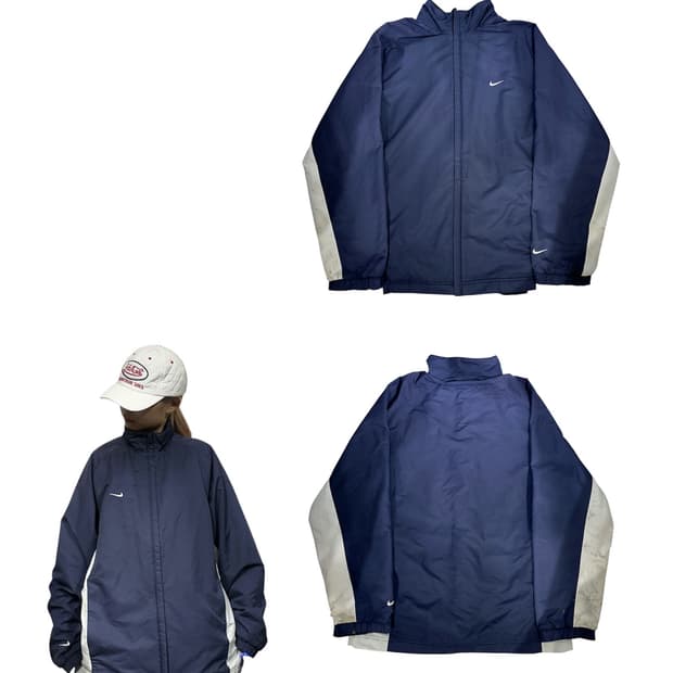 00s 나이키 네이비 로고 사이드 라인 바람막이 자켓 L