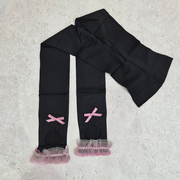 프릴리본 다리보정 압박레깅스 슬리밍 스타킹