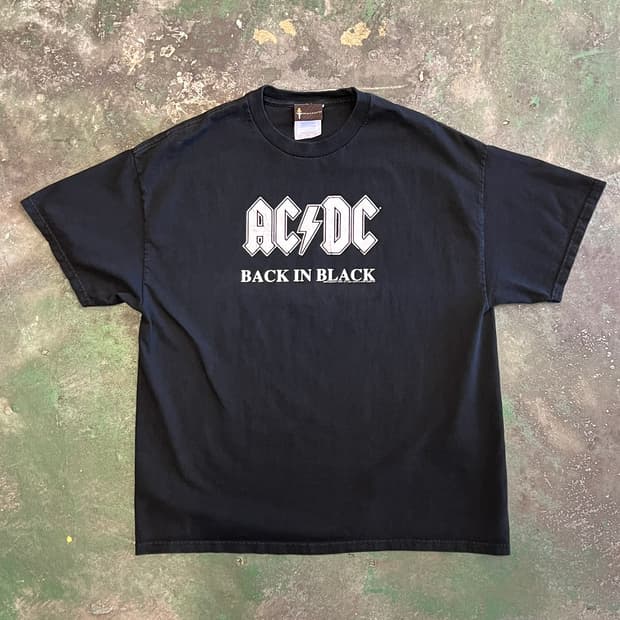 04's [XL] ACDC Back in Black 로고 빈티지 밴드티