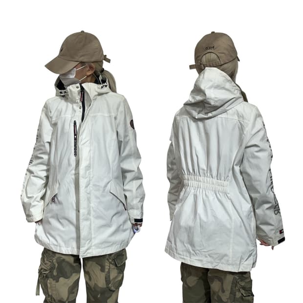 타미 힐피거 화이트 사이드 라인 바람막이 오버핏 트랙 자켓 M