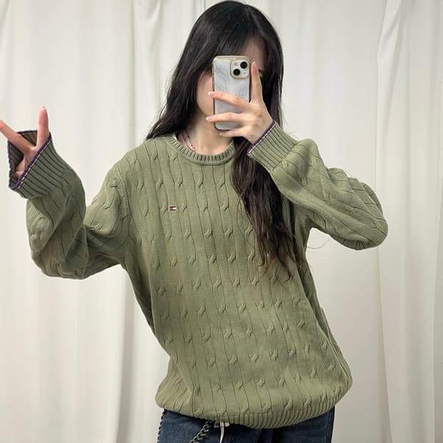 Tommy Hilfiger khaki cable knit
