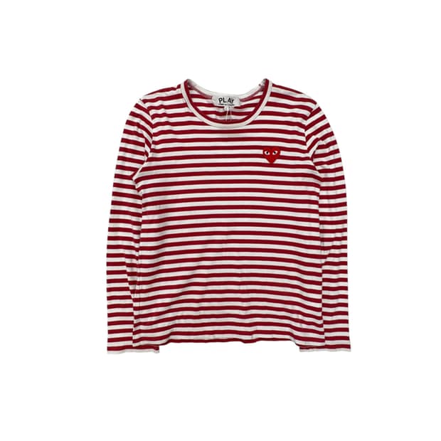 꼼데가르송 플레이 레드하트 스트라이프 티