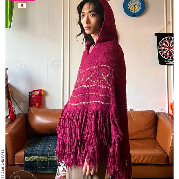 ANAP Mimpi Hippie Hood Fringe Knit Cape