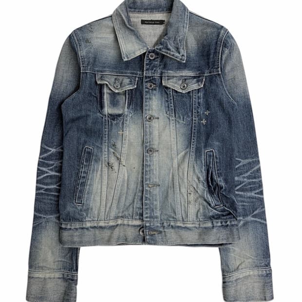 빈티지 크랙 워시드 데님 자켓