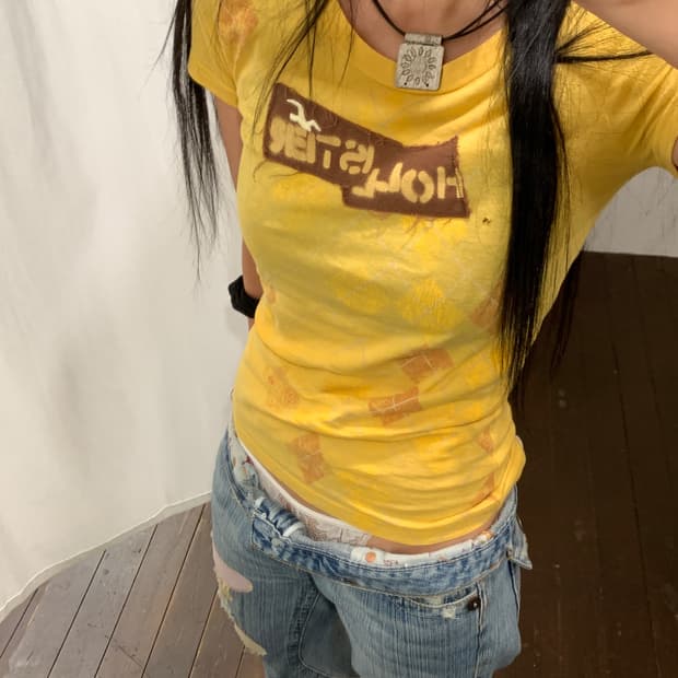 홀리스터 아가일 아플리케 티셔츠