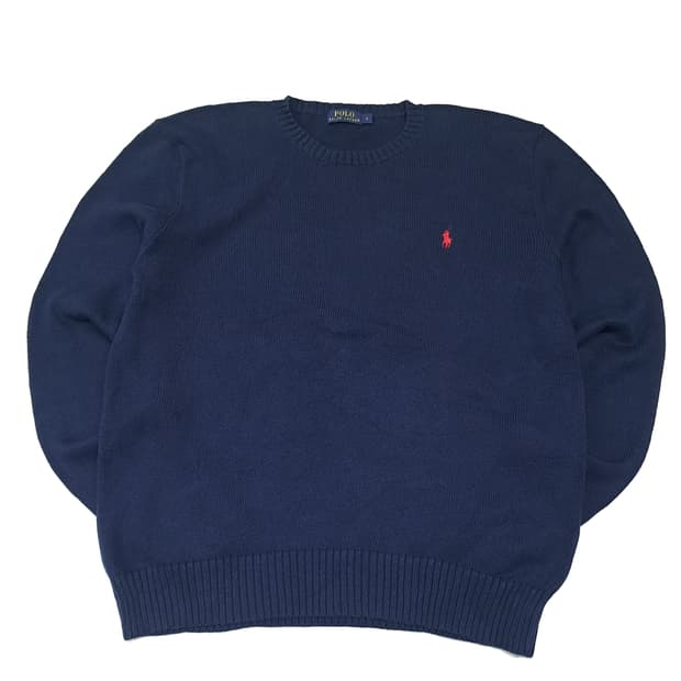 CL435 L 폴로 00s 코튼 레드포니 네이비 니트 스웨터
