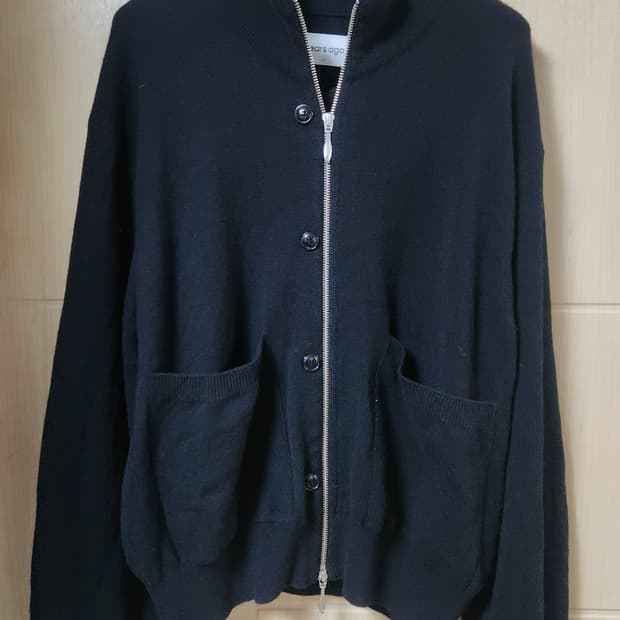 이얼즈어고 BLACK 메리노울 PLACKET KNIT ZIP 3사이즈