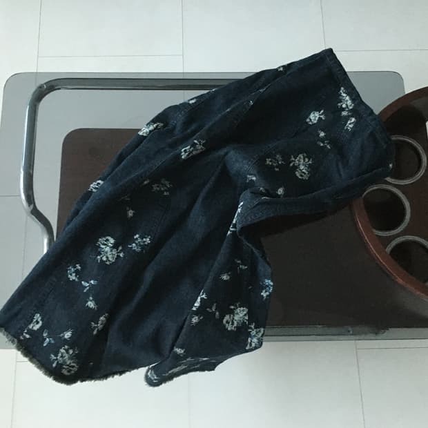 floral denim flare skirt