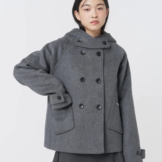 Hoodie double button coat CHARCOAL