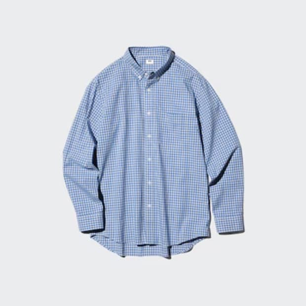 [4XL] 유니클로 브로드셔츠 체크셔츠 블루