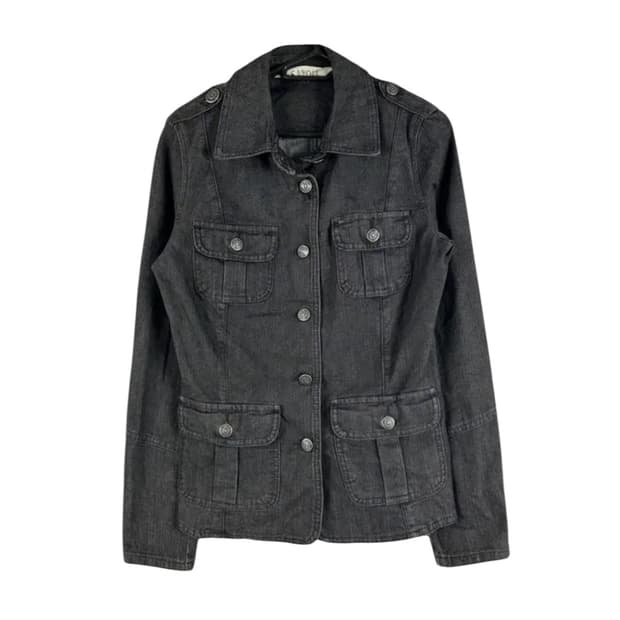 Black Trench Denim Jacket