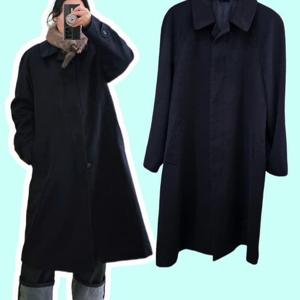 Durban 네이비 퓨어 캐시미어 롱코트