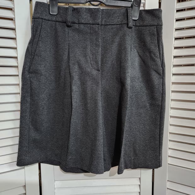 cacharel헤링본 핀턱와이드 4부반바지