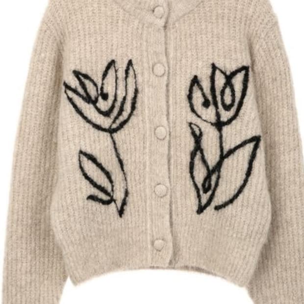 메종마레 크레이지 블룸 가디건 베이지 34사이즈(오버사이즈라 xs-m까지