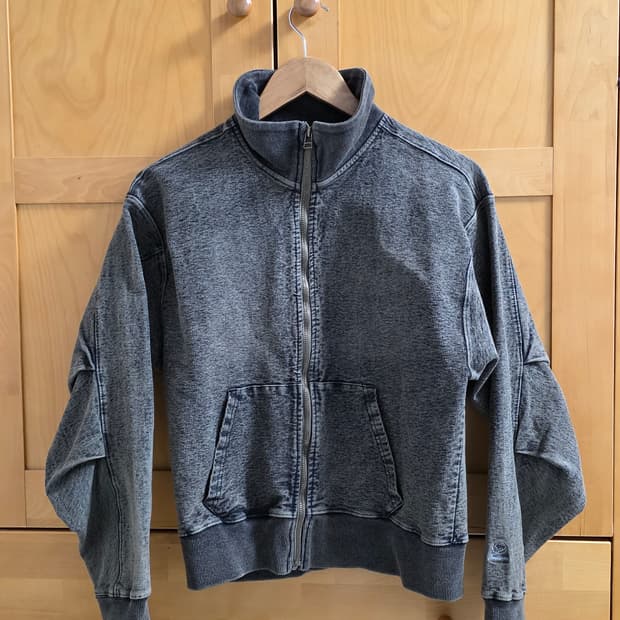 펜필드 우먼즈 페이디드 인디고 크롭 카라 풀집업 브라운