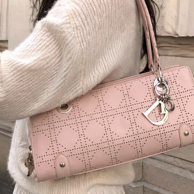 디올 빈티지백 바게트백 핑크 