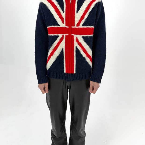 JP Vintage Union Jack 니트 집업