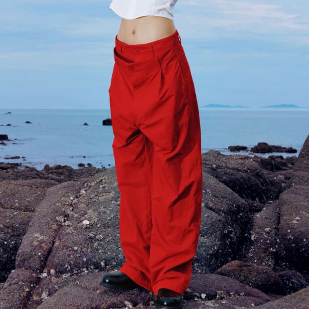 누마레 EE 더블 웨이스트 코튼 트라우저