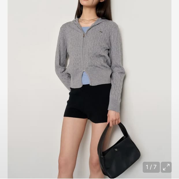 제너럴아이디어 시그니처 케이블 후드집업 멜란지 그레이