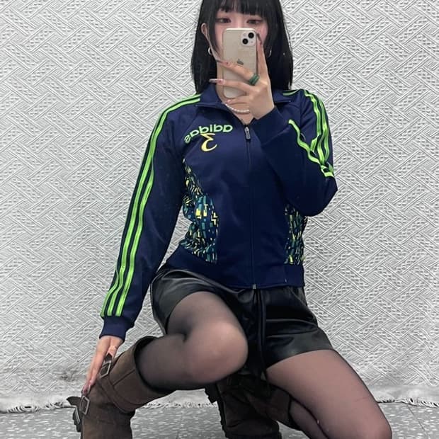 아디다스 올드스쿨 스트릿 펑크 라임맛 져지 집업 90 C11737