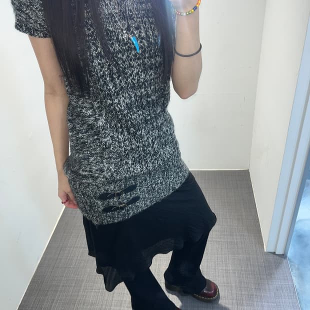 U.S. POLO ASSN. 벨트 디테일 반팔 니트 원피스