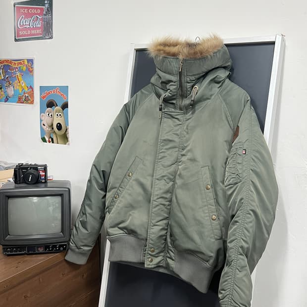 펜필드 40주년 카키 풀 후드 N2B 항공 점퍼 자켓