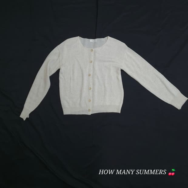 오트밀 라운드넥 니트 가디건 봄 가을 간절기 얇은 기본 아우터