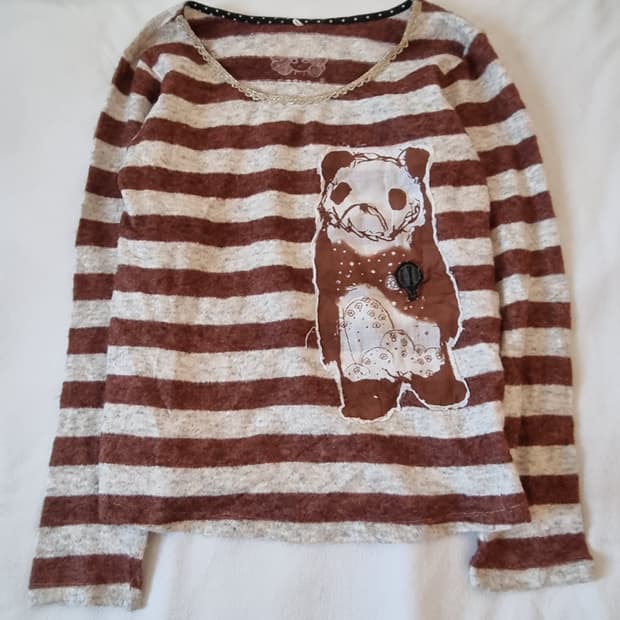 빈티지 모리걸 하구미 스트라이프 티셔츠