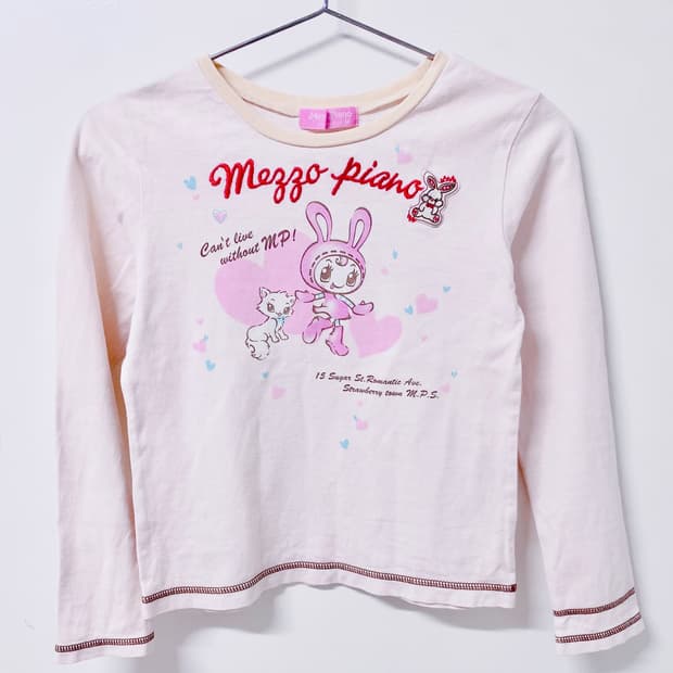 메조피아노 롱 슬리브 티셔츠 페어리계 러블리 헤이세이 히메갸루