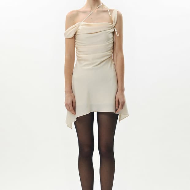  DEW COWL SATIN DRESS cream Msize 