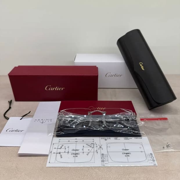 새상품)까르띠에 무테안경 CT0488O-002실버 풀구성