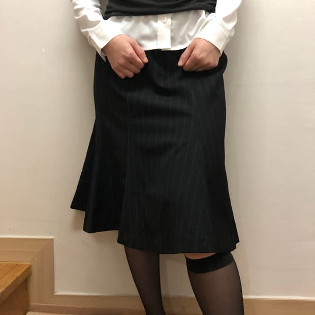 빈티지 블랙 핀 스트라이프 미니 스커트