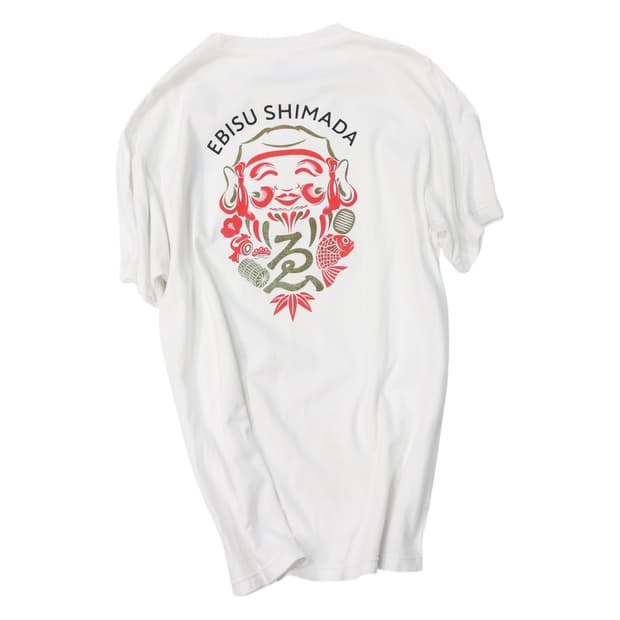 EBISU SHIMADA 에비스 시마다 재팬 그래픽 화이트 반팔 티셔츠