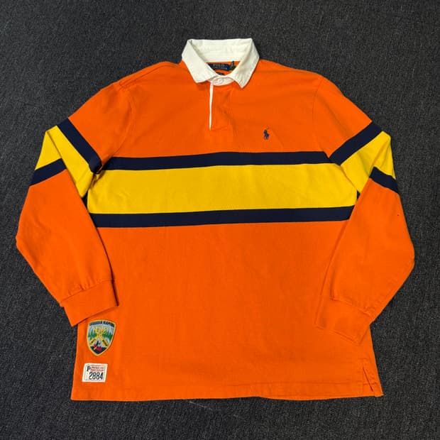 폴로 랄프로렌 오렌지 럭비 셔츠 