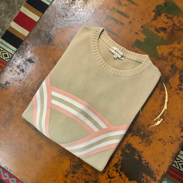 아르마니 베이지 코튼 니트 남성 102 105 여성 프리사이즈 