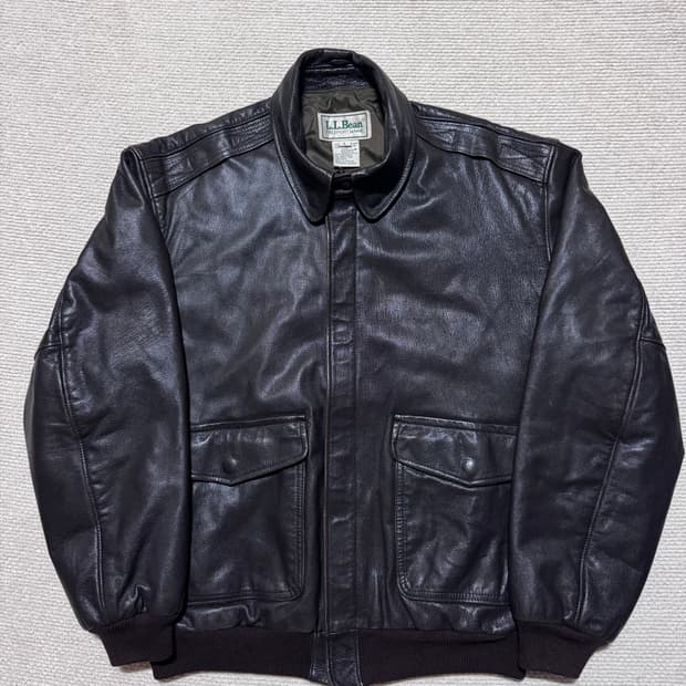 80s USA L.L.Bean A-2 고트스킨 레더 자켓 블랙 L