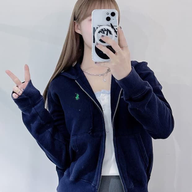 폴로랄프로렌 네이비 그린포니 후드집업