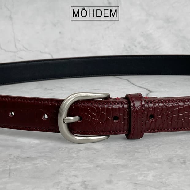 [Uinsex] 크로커다일 버건디 소가죽 벨트