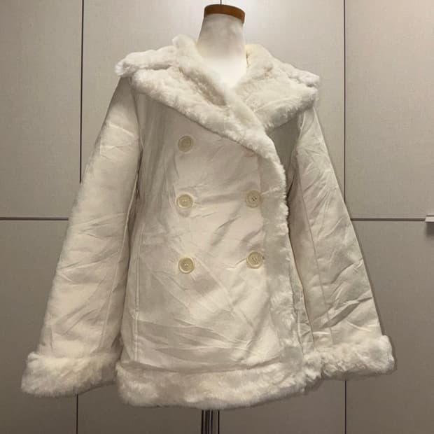 화이트 퍼 갸루 코트 재킷 