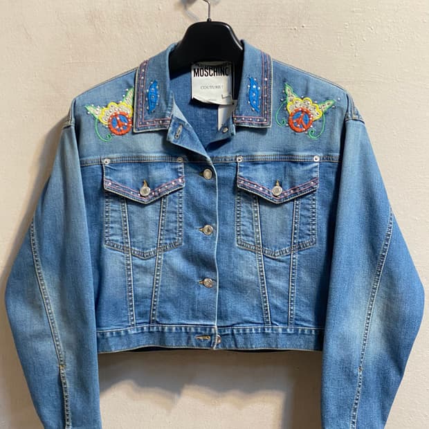 모스키노 쿠튀르 비즈 자수 데님 자켓