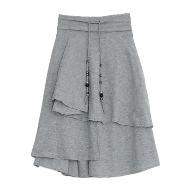 허그유어스킨 Star flayered midi skirt (Gray)