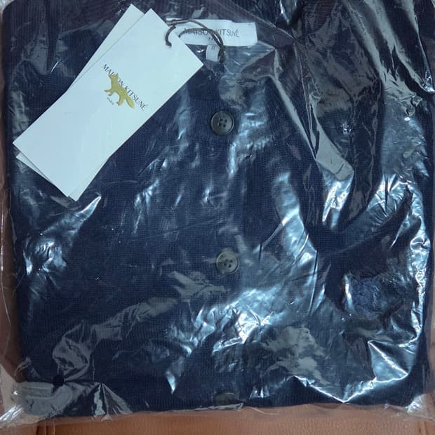 메총키츠네 여성 울 가디건XL 네이비[새상품/정품]